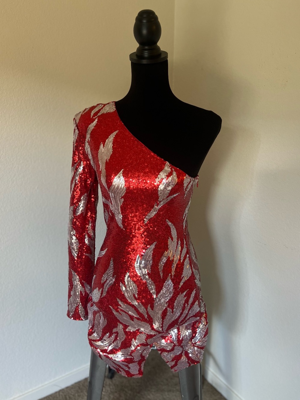 Fashion Nova Red & Silver Dress